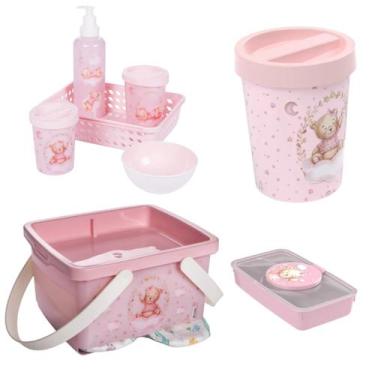 Imagem de Kit Higiene Bebê 4 Pçs Plasútil Lixeira Porta Fraldas Lenços - PLASUTI