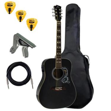 Imagem de Kit Violão Folk Elétrico Michael Galaxy Vm925dt C/Capa Capotraste Afin