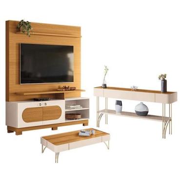 Imagem de Estante Home Theater Axis Cinamomo Off White com Mesa de Centro Cadenz