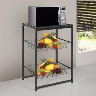 Imagem de Fruteira 1 Prateleira e 2 Cestos Max Preto/Craquelado - Ciplafe