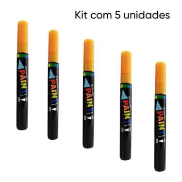 Imagem de Kit de 5 Marcadores Artístico Paint Maker - Ponta Média - Cor Laranja 