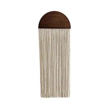 Imagem de Tapeçaria De Madeira Semi-Circular Feita À Mão Com Franjas Para Decora