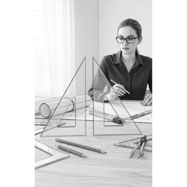 Imagem de 2x Esquadros Desenho Técnico 32cm Acrílico Cristal Precisão - Congratu