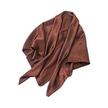 Imagem de Lenço De Seda Satinada Para Mulheres, 90cm, Em Cores Sólidas, Hijab, L