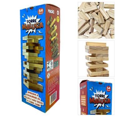 Imagem de Jogo Torre Maluca Brinquedo D Mesa Equilíbrio Madeira Maciça - Magic K