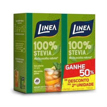 Imagem de Kit 2 adocante stevia liquido linea 60ml