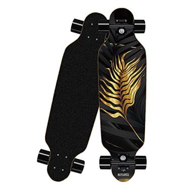 Imagem de TangDao Mini skate Longboard 80 cm Cruiser 8 camadas de madeira de bordo com rolamento ABEC-7 para crianças adultos e iniciantes (penas, roda de rua preta)