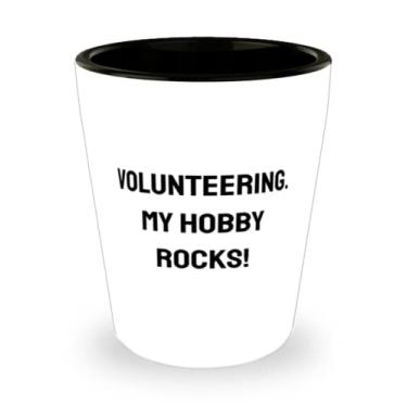 Imagem de Melhores presentes de voluntariado, voluntariado My Hobby Rocks!, Joke Holiday Shot Glass From Friends