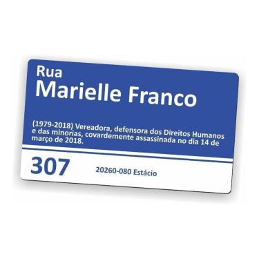 Imagem de Placa De Rua Marielle Franco Rio De Janeiro 35 Cm X 20 Cm