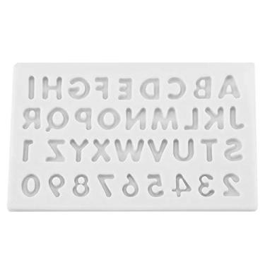 Imagem de Molde de letras de silicone,forma de letras de bolo fondant de chocolate giz de cera cubos de gelo moldes de cozimento de doces decora??o bandeja ferramenta para anivers¨¢rio (Gray), Molde de Sil