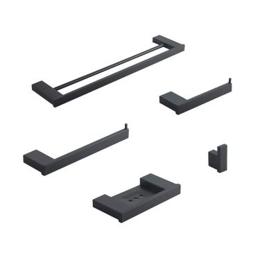 Imagem de Acessórios Para Banheiro 5 Peças Jauru Pingoo.casa - Preto