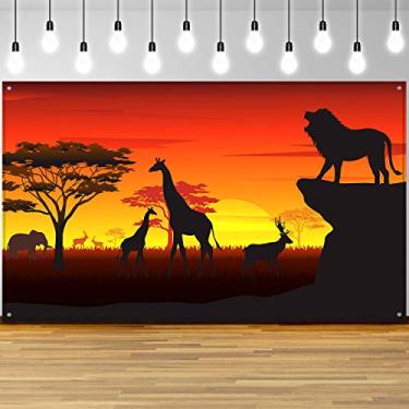 Imagem de African Safari Theme Party Decorations, African Safari Backdrop Banner for African Safari Theme Supplies, Tropical African Forest Jungle Safari Scenic Background Photobooth Banner, 180cm x 110cm