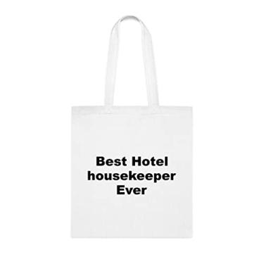 Imagem de Bolsa tote para governanta de hotel, a melhor bolsa de empregada de hotel, presente para governanta de hotel, bolsa de ombro para governanta de hotel, bolsas reutilizáveis, ideia de de Natal, Branco