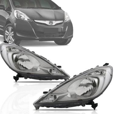 Imagem de Par Farol Dianteiro New Fit 2013 2014 13 14 Mascara Cinza