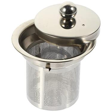 Imagem de Filtro de chá com tampas infusor de chá de aço inoxidável filtros de chá bule de metal substituição filtro de malha acessórios de bule de chá ( )