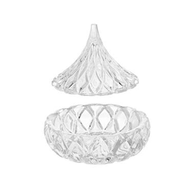 Imagem de 1 peça 60 ml 2 onças prato de doces de vidro de cristal transparente pequena tigela de doces decorativa pote de cristal caixa de armazenamento caixa de doces bandeja de aperitivo com tampa para cozinha de casa mesa de escritório