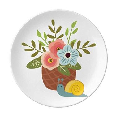 Imagem de Vaso de flores de caracol prato vermelho azul decorativo porcelana salver louça prato jantar