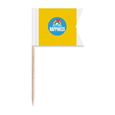 Imagem de Casal Love Eternal Happiness bandeiras de palito de dente marcando para festa bolo comida prato de queijo