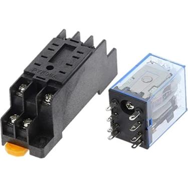 Imagem de HIFASI Relé MY2P HH52P MY2NJ 12V 24VDC / 110V 220VAC bobina de uso geral DPDT Micro mini relé com base de soquete (tamanho: AC 110V)