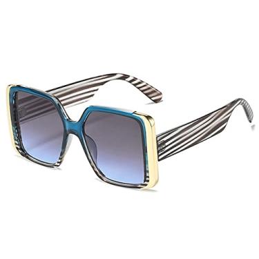 Imagem de Óculos de Sol Quadrados Steampunk para Mulheres Moda Grandes Armações Punk Óculos de Sol Feminino Liga Decoração Óculos UV400, C4Flower, CinzaAzul, Tamanho Único