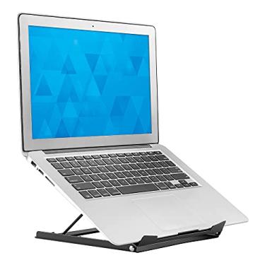 Imagem de Suporte de laptop para mesa de altura ajustável – Suporte de laptop preto sólido | 5 alturas ajustáveis | Posiciona corretamente a cabeça, pescoço, costas e pulsos para reduzir dores durante o trabalho | Não é necessário montar