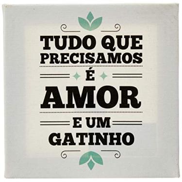 Imagem de Arte Maníacos Quadro Decorativo em Tela Canvas Amor e Gatinho - 20x20cm