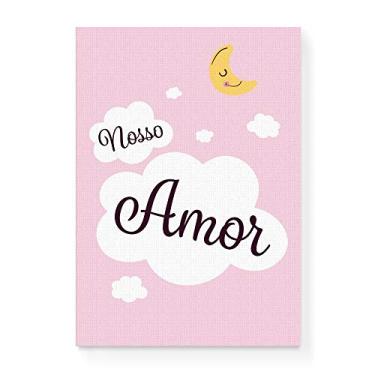 Imagem de Arte Maníacos Quadro Decorativo em Tela Canvas Nosso Amor Fundo Rosa - 23x16,25cm