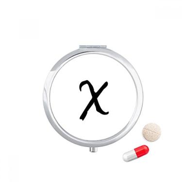 Imagem de Porta-comprimidos com silhueta preta do alfabeto grego Chi caixa de armazenamento de remédios dispensador