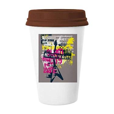 Imagem de Graffiti Street Culture Caneca colorida com estampa de guitarra Caneca de vidro de cerâmica para copo de café