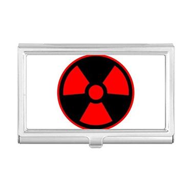 Imagem de Carteira vermelha perigosa com símbolo de radiação química tóxica e porta-cartões