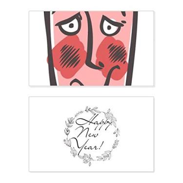 Imagem de Shy Abstract Face Sketch Happy New Year Festival Greeting Card Bless Message Present