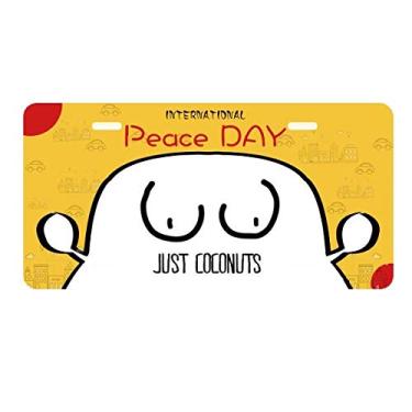 Imagem de DIYthinker Just Coconuts Placa de licença de desenho divertido Etiqueta Decoração de carro Dia da Paz