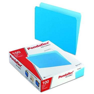 Imagem de Pendaflex Pastas de arquivo coloridas em dois tons, tamanho carta, azul, corte reto, 100/BX (152 BLU)