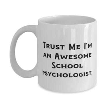 Imagem de Trust Me I'm an Awesome School Psychologist. Caneca de 325 ml, presente de psicólogo escolar de colegas, copo brilhante para amigos