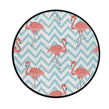 Imagem de Tapete de área infantil redondo para engatinhar flamingo rosa tropical bonito tapete de decoração de casa tapete de banheiro antiderrapante diâmetro macio 92 cm