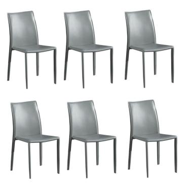 Imagem de Kit 6 Cadeiras Revestimento PVC Amanda Rivatti Móveis Cinza