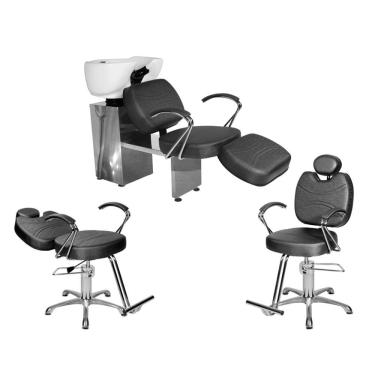Imagem de Kit Salão Topázio 1 Fixa + 1 Recl Base Estrela + Lavatório C/Ap Preto
