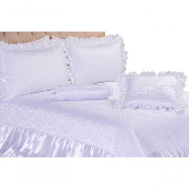 Imagem de Kit De Colcha Cobre Leito Athena Casal Queen 05 Peças Branco