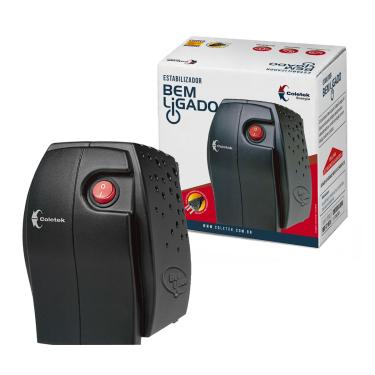 Imagem de Estabilizador 300VA Coletek, Entrada Bivolt Manual, Saída 115V, 4 Tomadas, Preto - ES-300VA