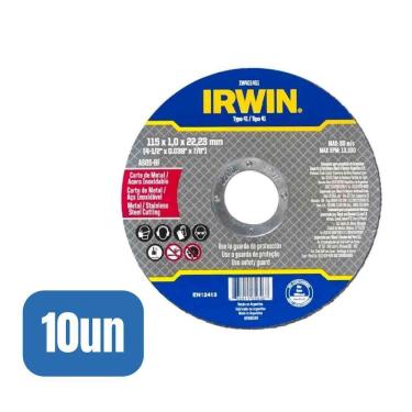 Imagem de 10 Discos Corte Fino Metal/inox 4.1/2x1,0mmx7/8" - Irwin