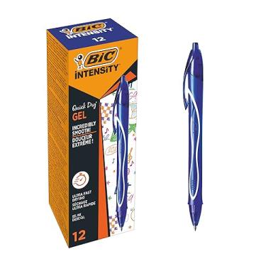Imagem de BIC Canetas de tinta gel recarregáveis de secagem rápida Gel-ocity com corpo de aderência total, em azul, pacote com 12