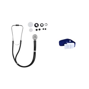 Imagem de Kit Estetoscópio Multi Preto Duplo + Torniquete De Elastano (AZUL)