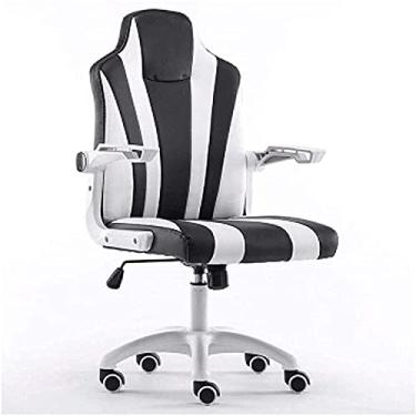 Imagem de Cadeiras Cadeiras de escritório Cadeiras de computador giratórias ajustáveis ​​Cadeiras de escritório em casa Cadeiras de trabalho ergonômicas Cadeiras de jogos Cadeiras chefe (cor: preto e branco)