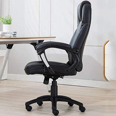 Imagem de Cadeira giratória de escritório, pés de nylon, cadeira de computador de couro preto deslizante, cadeira ergonômica de elevação interesting
