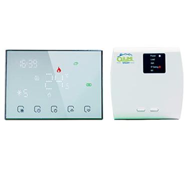 Imagem de Qiumi Termostato de água programável RF Smart WiFi WiFi, visor LCD funciona com Alexa Google Home, visor de luz matriz LED protege seus olhos, bateria 3A 2AA