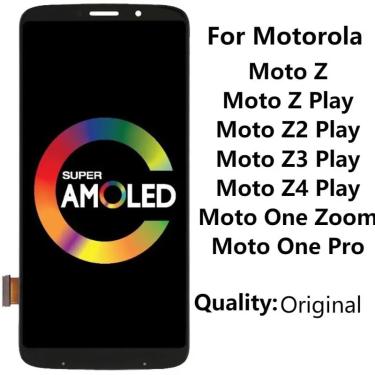 Imagem de Amoled lcd touch screen digitalizador montagem para motorola moto z z2 z3 z4 play xt1635 xt1650