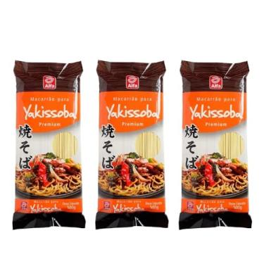 Imagem de Kit com 3 pacotes de Macarrão Yakissoba Premium 500g - Alfa