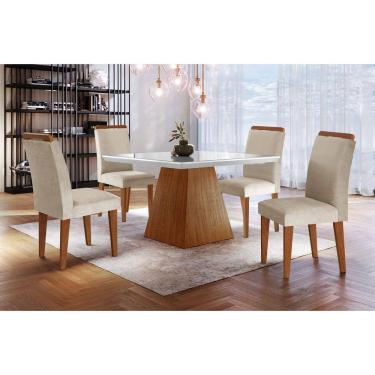 Imagem de Sala de Jantar Completa com 4 Cadeiras 0,90x0,90m - Luna - Móveis Rufato