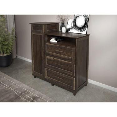 Imagem de Cômoda Sapateira com Espelho 1 Porta 3 Gavetas e Porta Jóias Cuiabá Imbuia Marroml