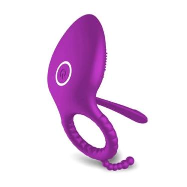 Imagem de Vibrador Anel Peniano Vibratório Para Homens, Estimulador do clitóris, Ereção Erecta, Melhorar Acessórios Eróticos, Orgasmo, Atrado Ejaculação (Roxo)